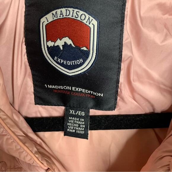 1 Madison insulated hybrid puffer hooded full zip jacket size XL pink rose - Picture 3 of 7
